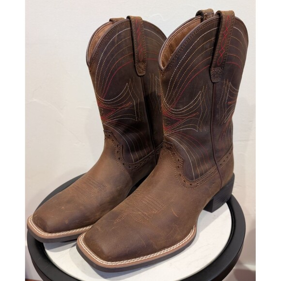 Ariat Men’s 8D Square Toe Western Boots – Style 10010963 – Brown Leather